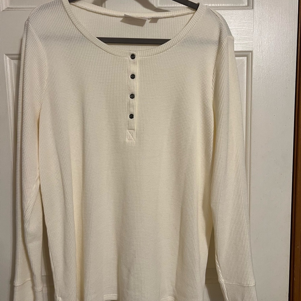 Belle by Kim Gravel Cream Long Sleeve Top